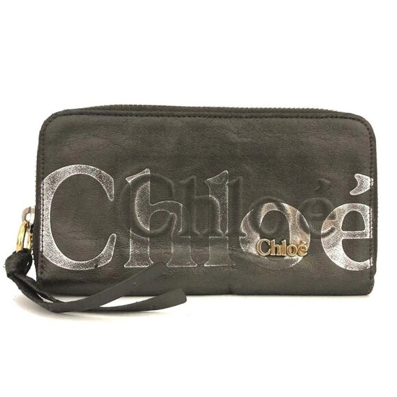 Chloe Eclipse Leather Zip Zip Around Long Wallet Gray/2BF1991 - Picture 1 of 8